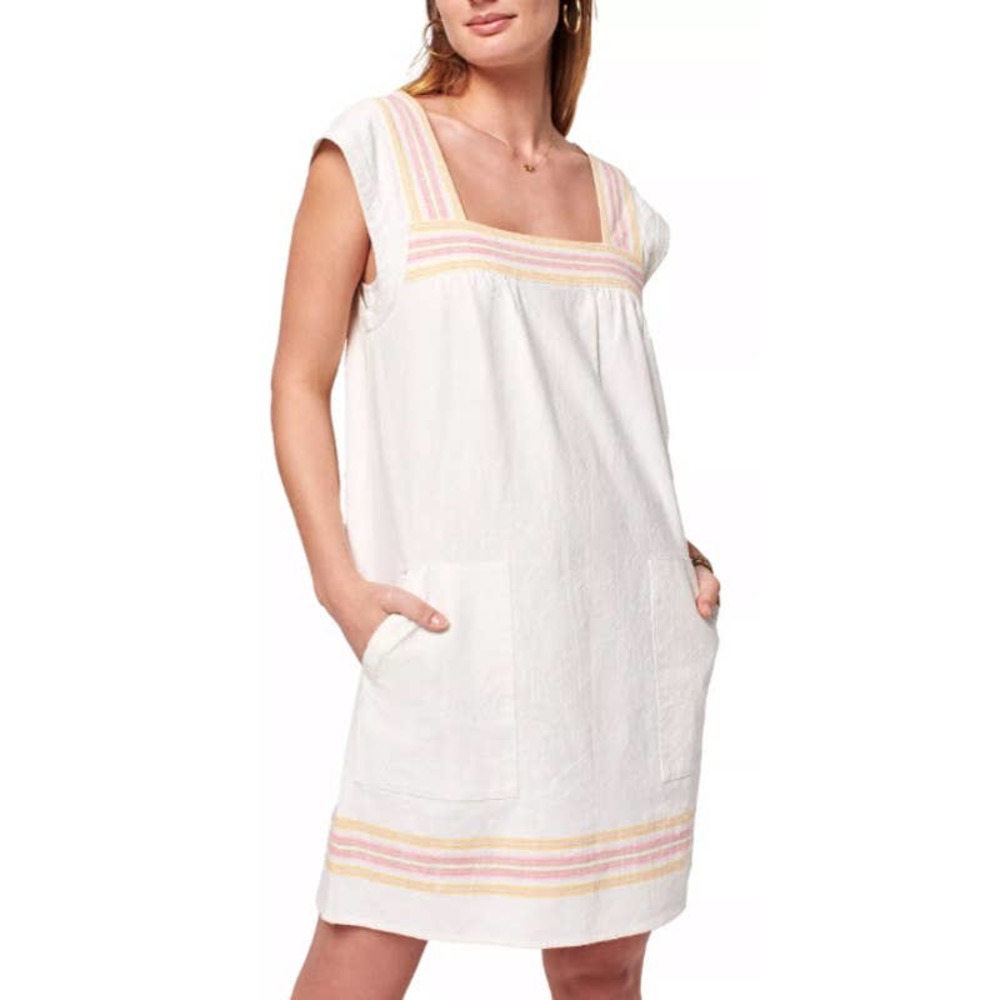 NWT Faherty Hailee Dress Apres Soleil Stripe White Size XL